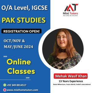 Miss Mehak Wasif Khan for Pak Studies