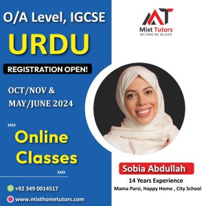 Miss Sobia Abdullah for Urdu